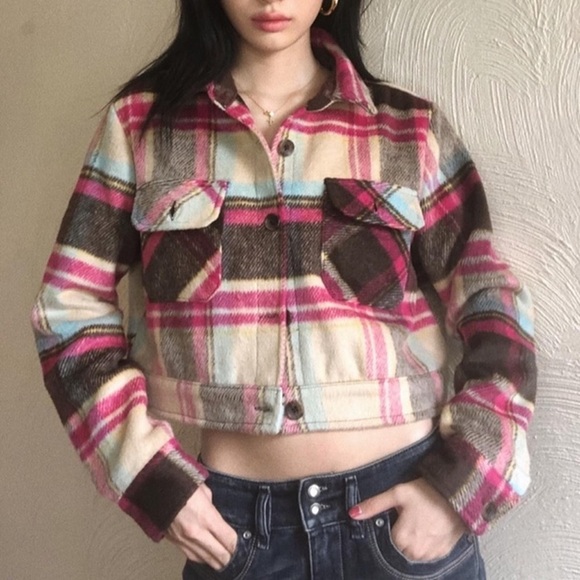 Wild Fable Cropped Plaid Jacket - Picture 1 of 5